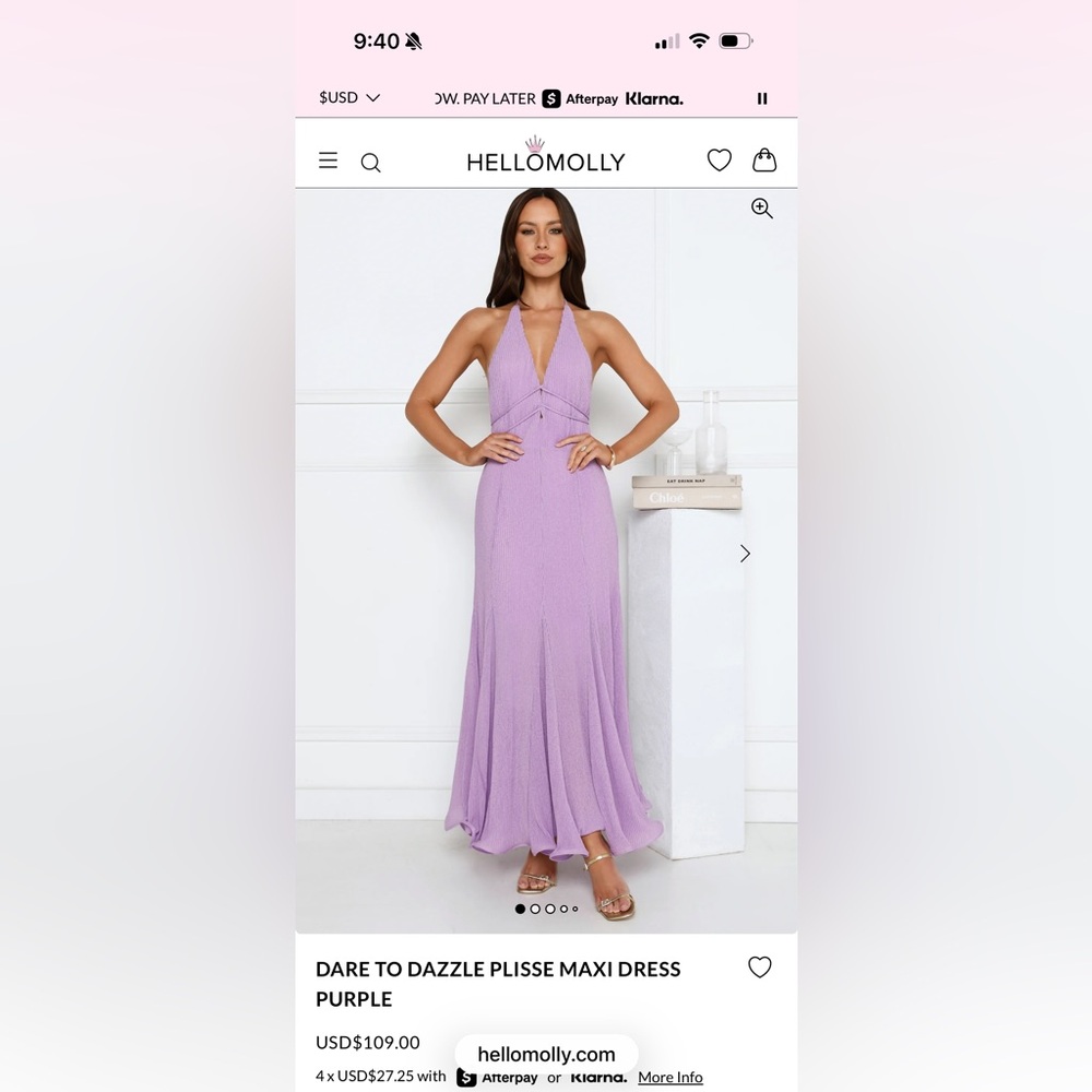 Hello Molly Lavender Plisse Maxi Dress